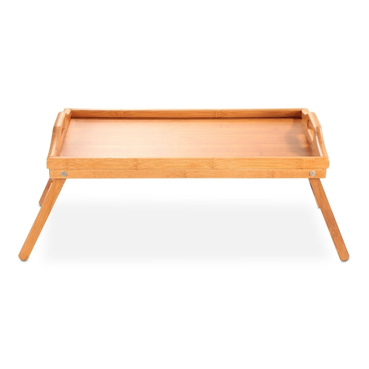 Bed Tray Table Breakfast Tray Bamboo Folding Bed Table Serving Snack Tray Desk with Handles Image 12