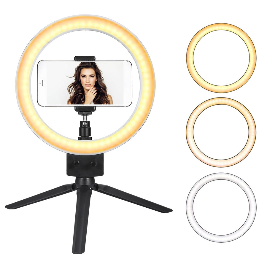 9" Dimmable LED Circle Light with Tripod Phone Selfie Camera Studio Photo Video Makeup Lamp Image 1