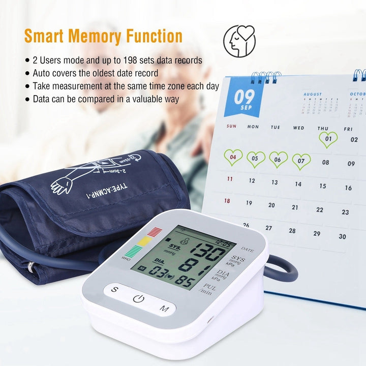 Digital Arm Blood Pressure Monitor LCD Digital Heart Beat BP Gauge Health Test with Voice Image 4