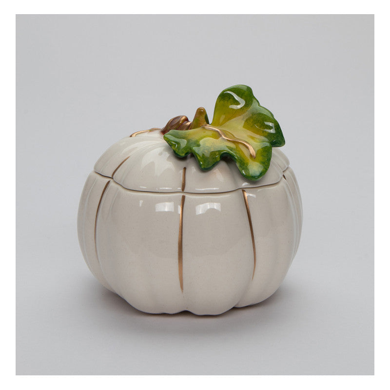 Ceramic White Pumpkin Candy Box - Small SizeHome DcorKitchen DcorFall DcorThanksgiving Dcor Image 2