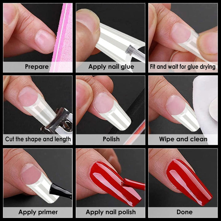 500Pcs False Nail Tips C Curve Half Cover French Nails Extra Long Fake Finger Nails For Nail Art Salons Home DIY 10 Image 8