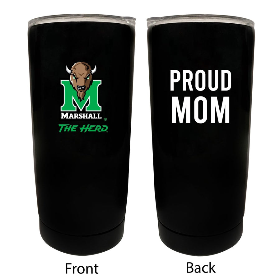 Marshall Thundering Herd NCAA Insulated Tumbler - 16oz Stainless Steel Travel Mug Proud Mom Design Black Image 1