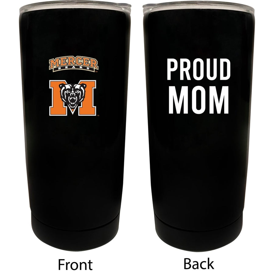 Mercer University NCAA Insulated Tumbler - 16oz Stainless Steel Travel Mug Proud Mom Design Black Image 1