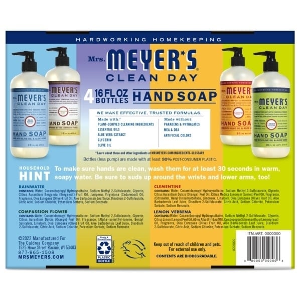 Mrs. Meyers Clean Day Hand Soap Variety Pack16 Fluid Ounce (Pack of 4) Image 2