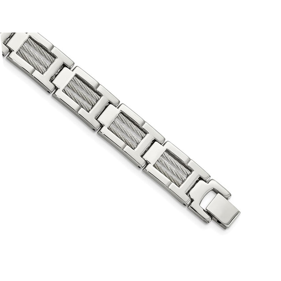 Stainless Steel Mens Cable Bracelet 8.5 Inches Image 1