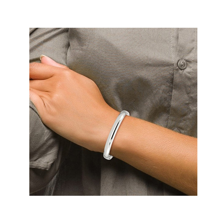 Sterling Silver Slip-On Polished Bangle Bracelet (7.0mm Solid) Image 4
