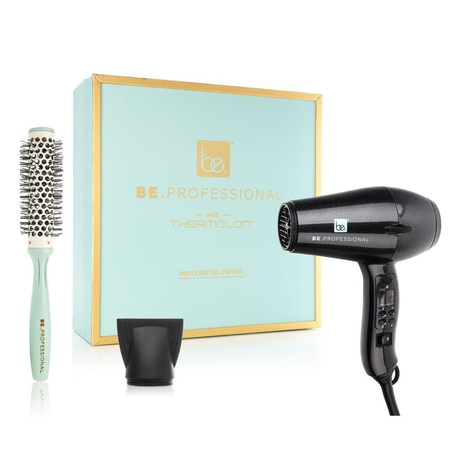 Be.Professional Short Nozzle Digital Blow Dryer with Thermolon  Hair Brush Included Image 1