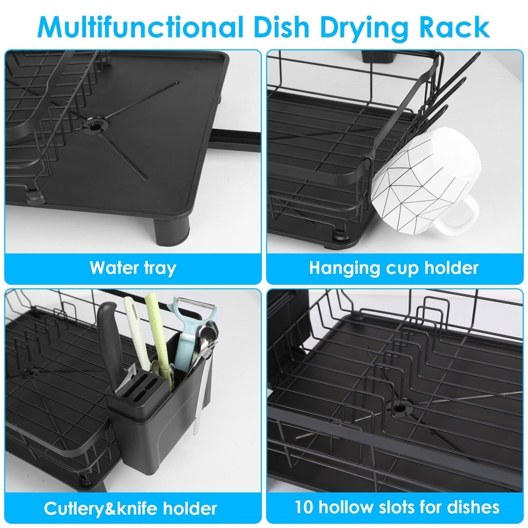 Dish Drying Rack Drain Board Utensil Holder Organizer Drainer Tableware Organizer Kitchen Countertop Storage Shelf Image 6