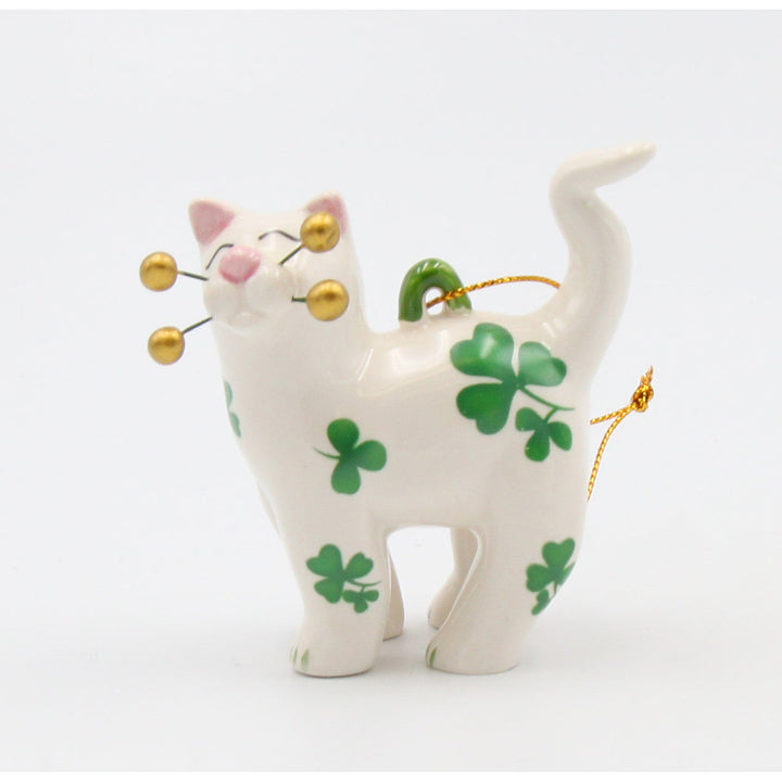 Ceramic Shamrock Cat OrnamentHome DcorKitchen DcorIrish Saint Patricks Day Dcor Image 4