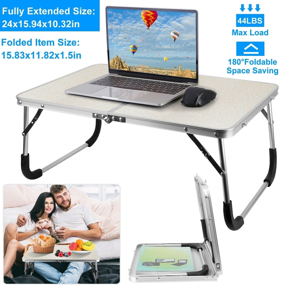 Foldable Laptop Table Notebook Bed Desk Breakfast Reading Writing Lap Tray For Sofa Couch Floor Dormitory Image 2
