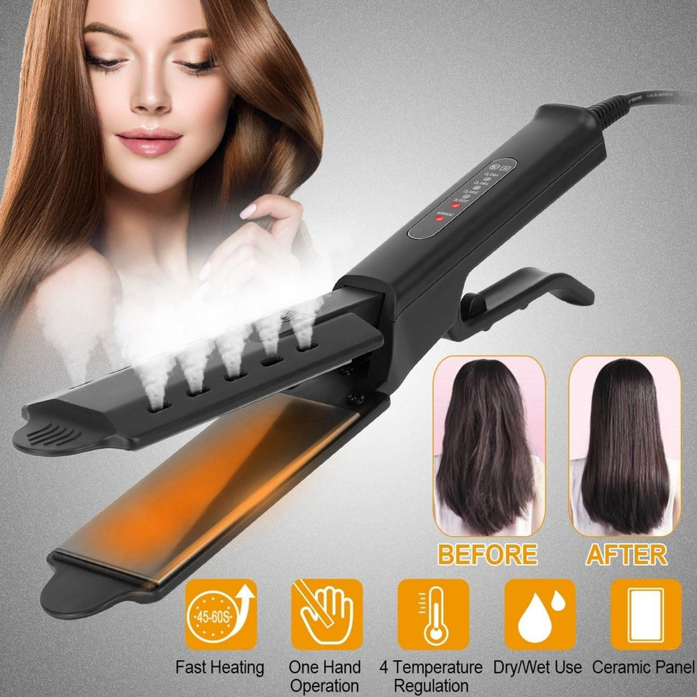 Electric Hair Straightener 4 Temperature Scissor Ceramic Flat Iron Wet Dry Use Bangs Splint Glider Hair Clip Image 2