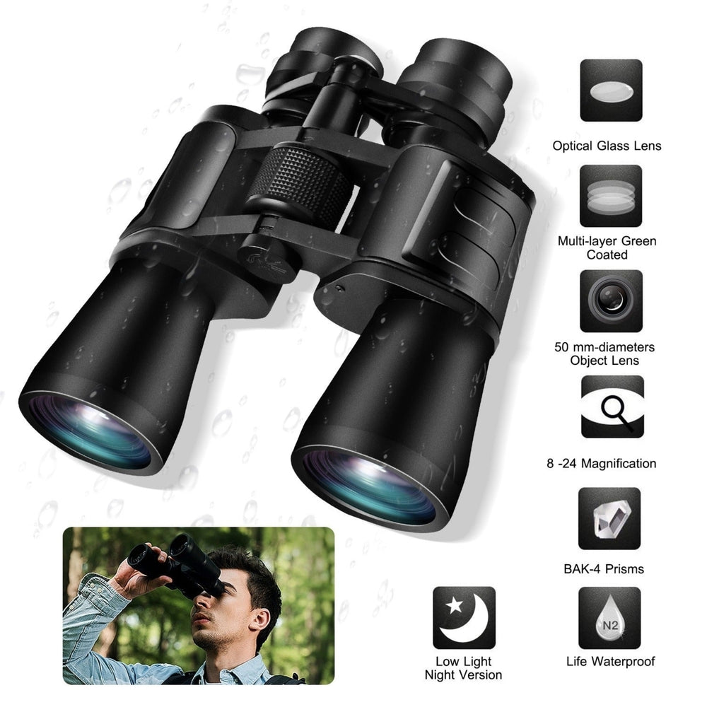 Portable Zoom Binoculars with FMC Lens Low Light Night Vision for Bird Watching Hunting Sports Image 2