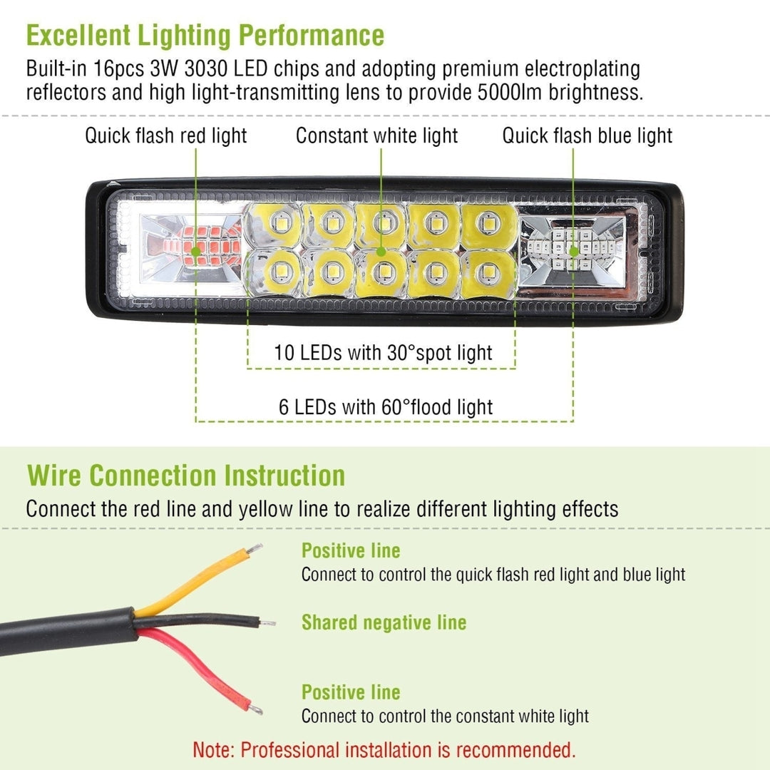 6" LED Light Bar 48W 5000lm Offroad Driving Spot Lights Work Light Pods Image 4