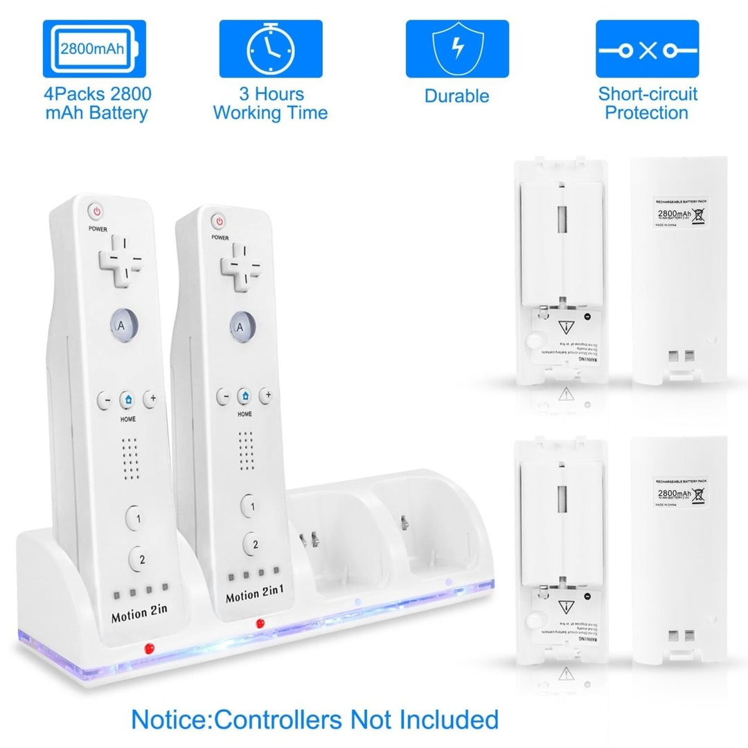4 Remotes Charging Dock Game Controller Charger 2800mAh Rechargeable Battery Charging Stations Image 1