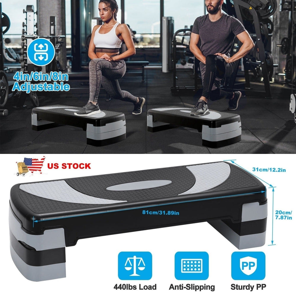 32inch Fitness Aerobic Stepper Adjustable Workout Exercise Step Platform with Risers Image 2