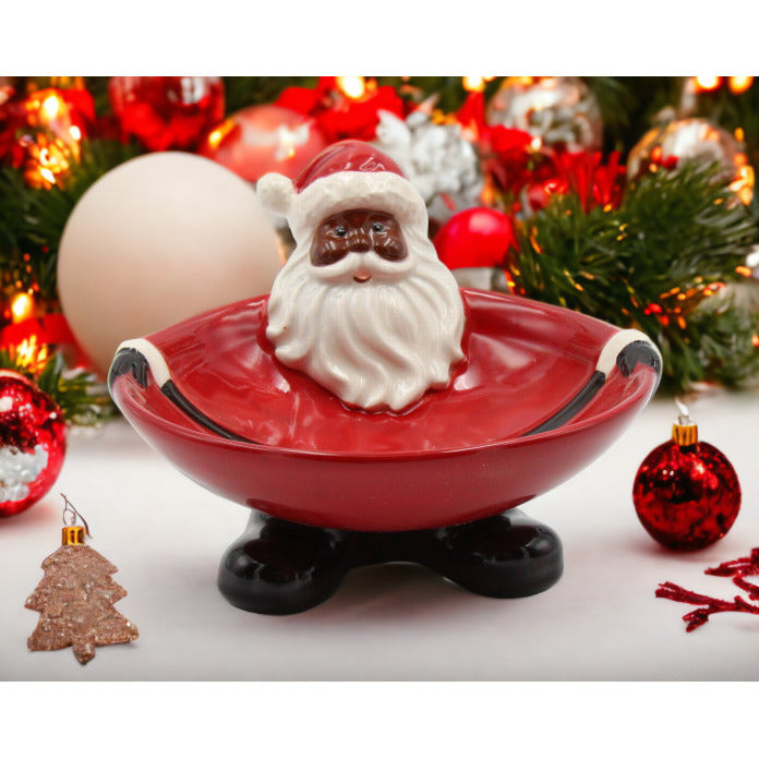 African American Santa Claus Ceramic Candy BowlHome DcorKitchen DcorChristmas Dcor Image 1