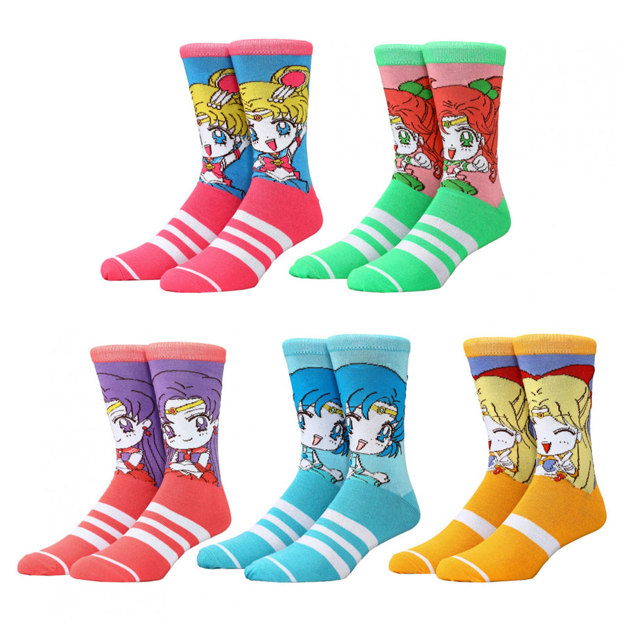 Sailor Moon Chibi Sailor Scouts 5-Pair Pack of Crew Socks Image 1