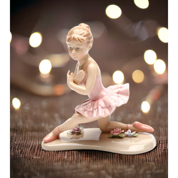 Ceramic Knee Down Ballerina In Pink FigurineHome Dcor, Image 1