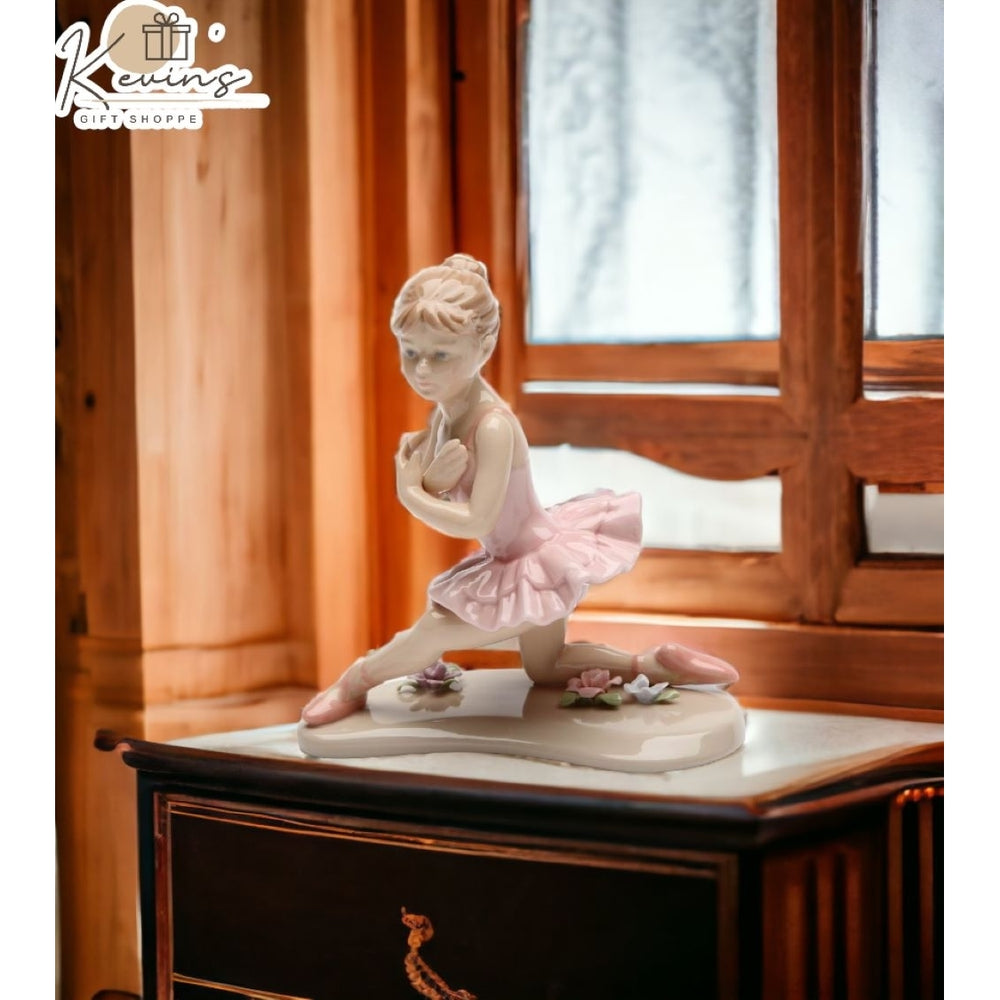 Ceramic Knee Down Ballerina In Pink FigurineHome Dcor, Image 2