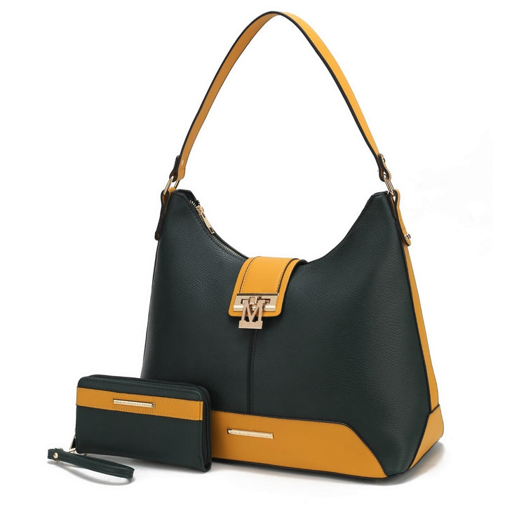 Graciela Hobo Vegan Leather Color Block Handbag by Mia K Image 9