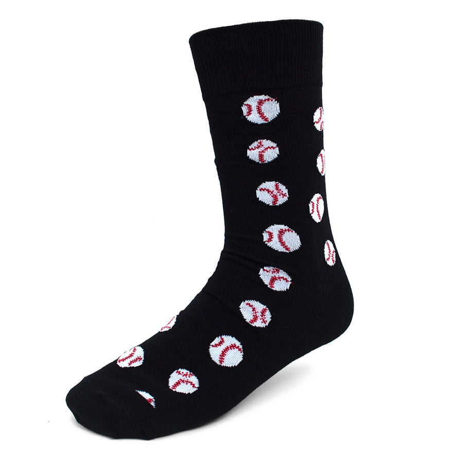 Baseball Socks Gift Mens Baseball Novelty Socks Boys of Summer Gift Dad Gift  Black and White Baseballs Image 1