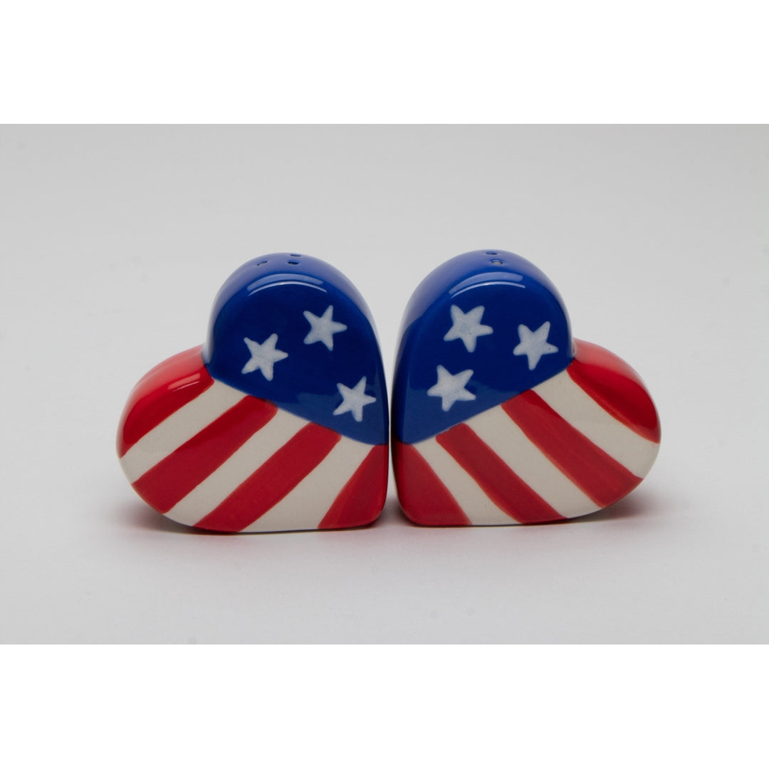 Ceramic American Flag Heart Salt and Pepper ShakersHome DcorDadIndependence Day DcorJuly 4th Image 3