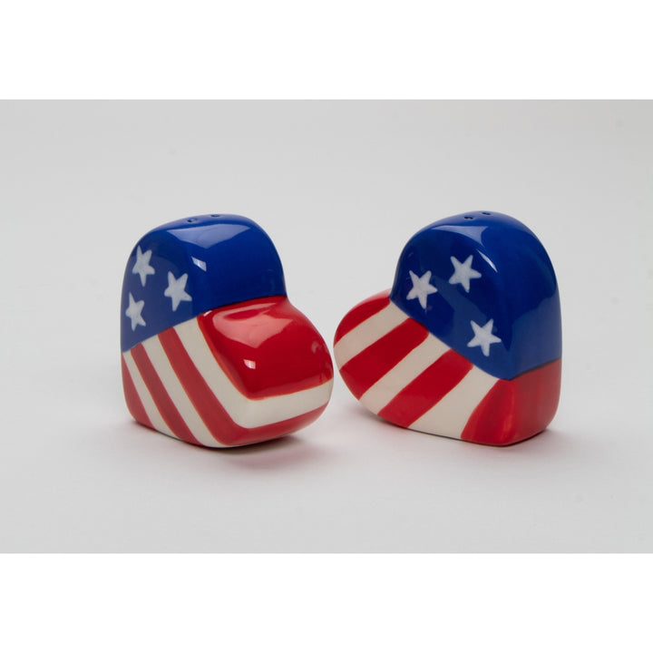 Ceramic American Flag Heart Salt and Pepper ShakersHome DcorDadIndependence Day DcorJuly 4th Image 4