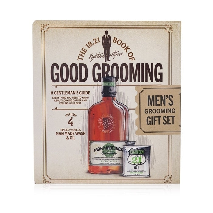 18.21 Man Made Book of Good Grooming Gift Set Volume 4: Spiced Vanilla (Wash 532ml + Oil 60ml) 2pcs Image 1