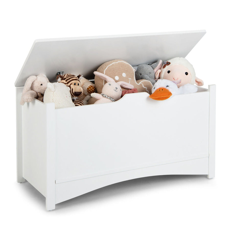 Kids Toy Box Large Wooden Flip-Top Storage Chest Organizer Bench w/ Safety Hinge Image 1