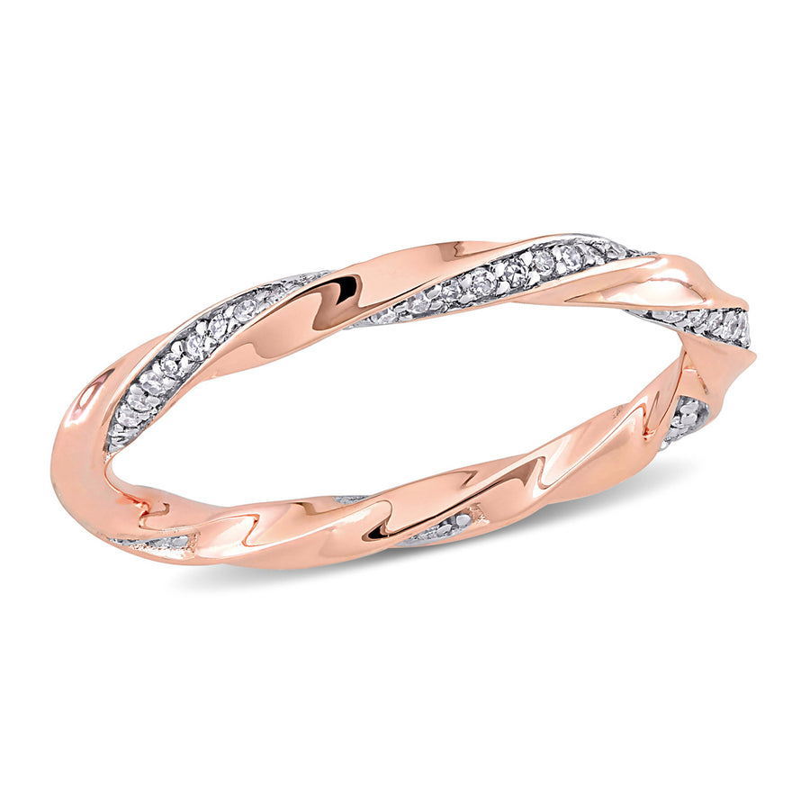 1/4 Carat (ctw) Diamond Twist Eternity Band Ring in 10K Rose Pink Gold Image 1