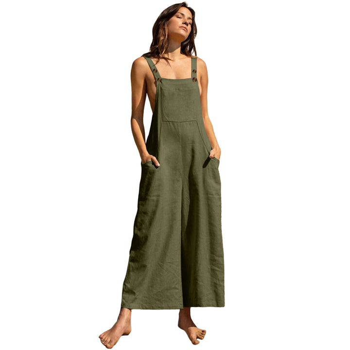 Womens Green corduroy Pocket Front Overalls Image 6