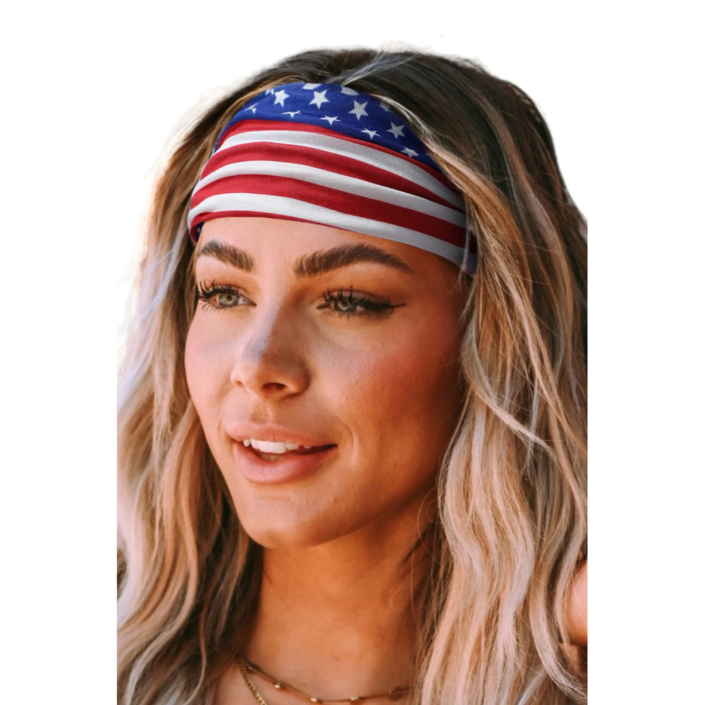 Womens Multicolor American Flag Graphic Knotted Headband Image 2