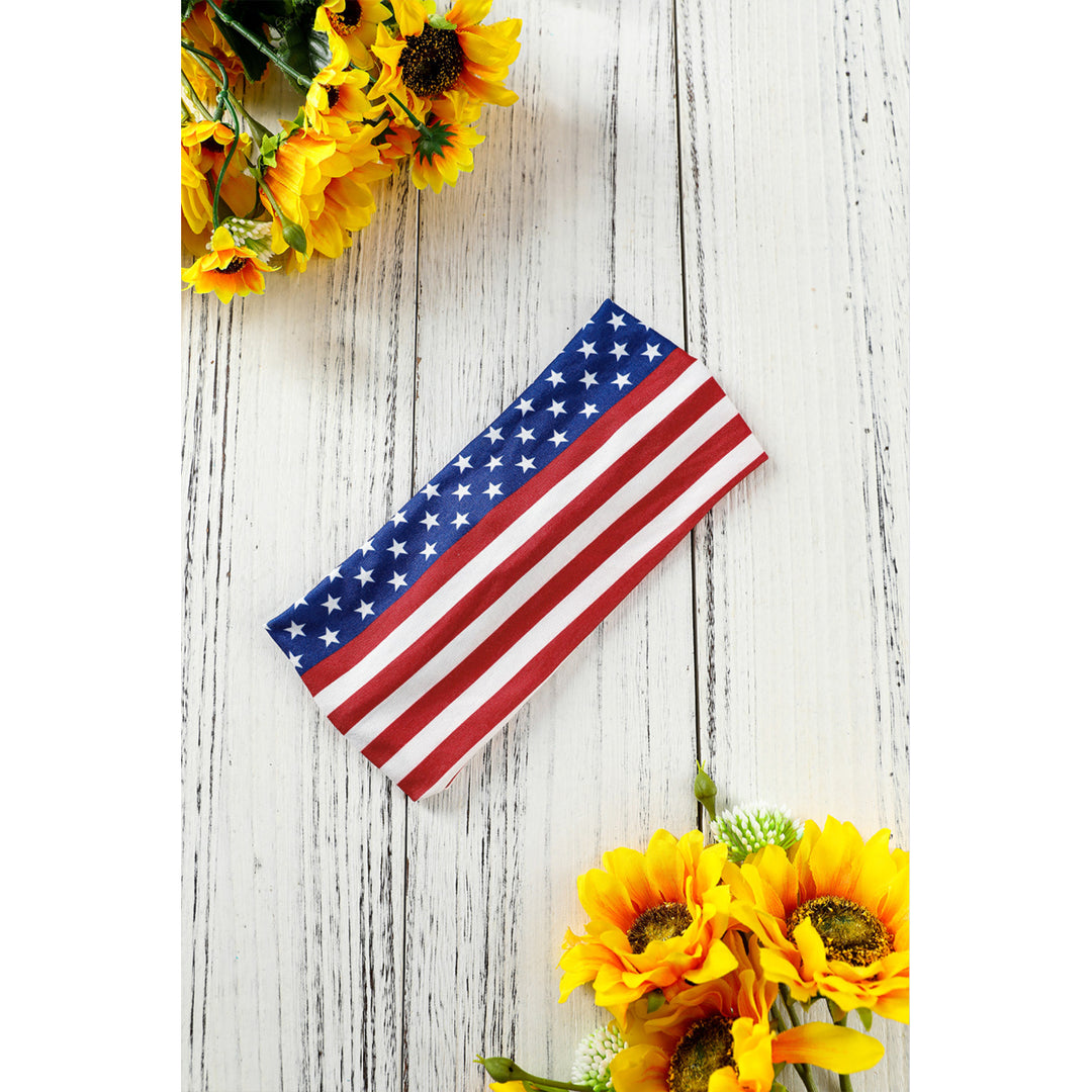 Womens Multicolor American Flag Graphic Knotted Headband Image 3