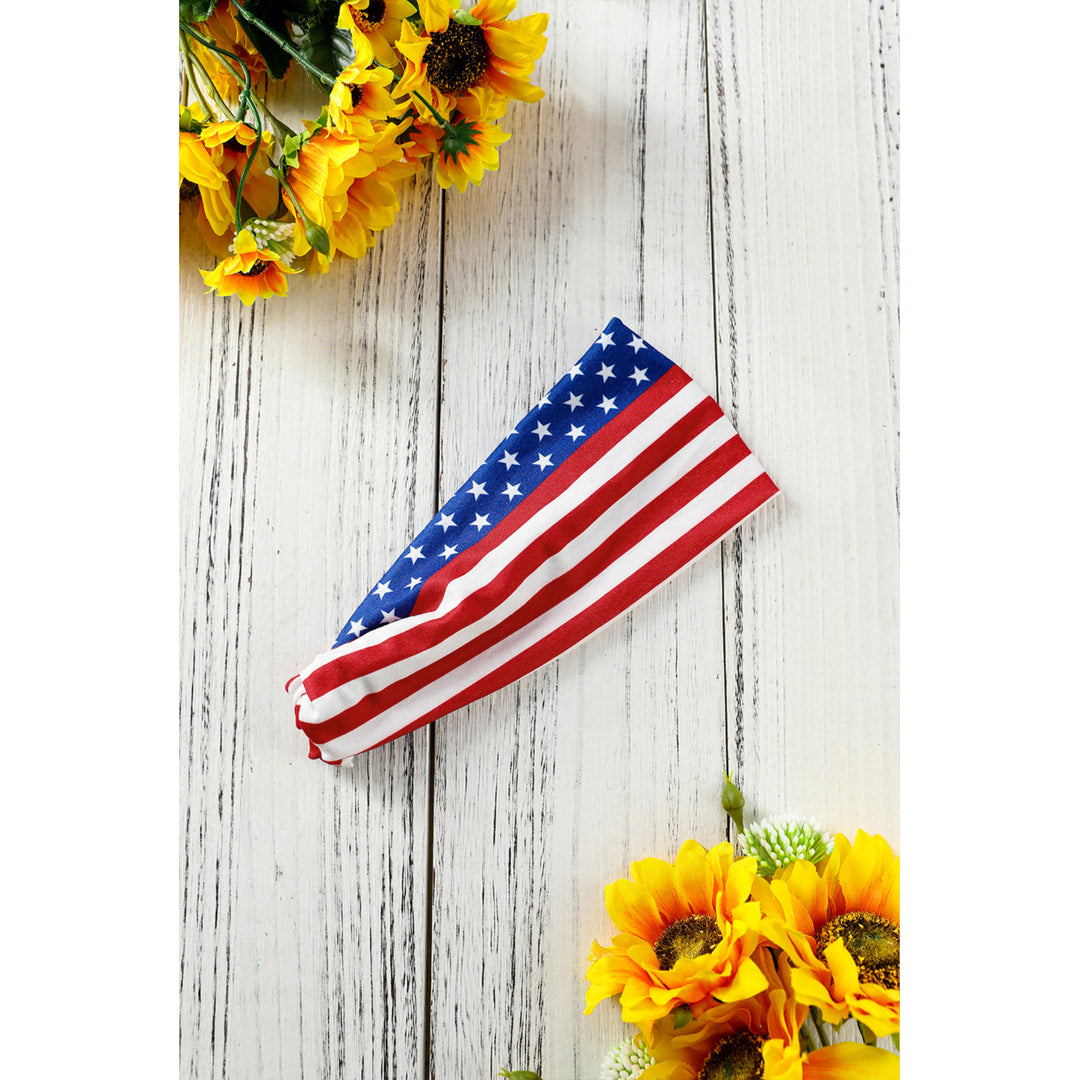 Womens Multicolor American Flag Graphic Knotted Headband Image 4