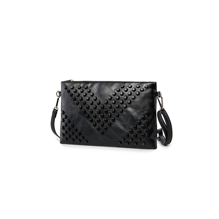 Womens Black Riveted PU Leather Zipper Clutch Bag 28218cm Image 7