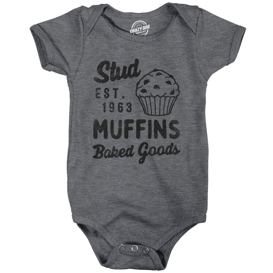 Stud Muffins Baked Goods Baby Bodysuit Funny Bakery Joke Jumper For Infants Image 1