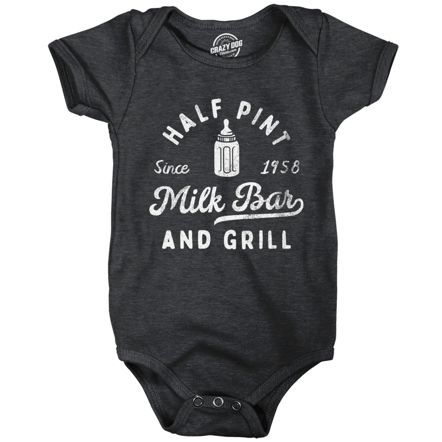 Half Pint Milk Bar And Grill Baby Bodysuit Funny Cute Pub Joke Jumper For Infants Image 1