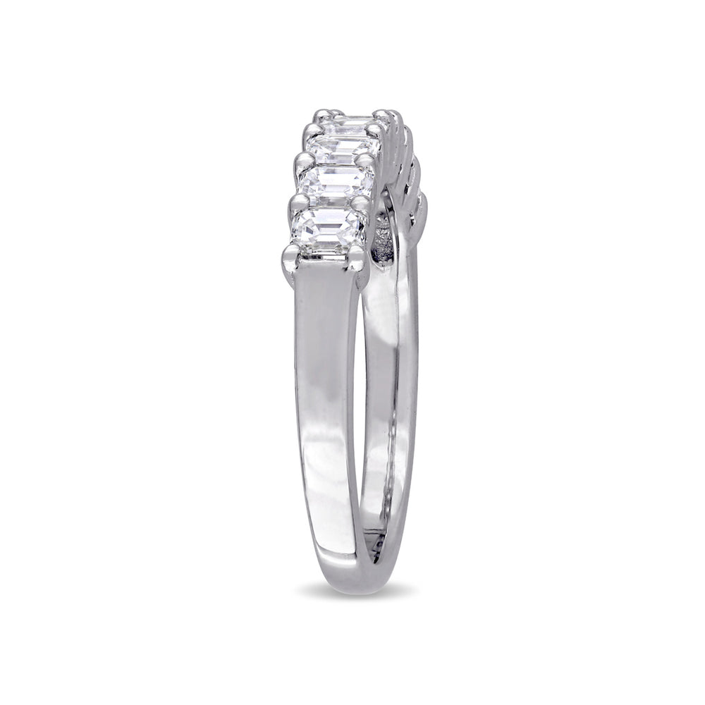 1.00 Carat (ctw Color G-HVS2-SI1) Emerald-Cut Diamond Semi-Eternity Wedding Band Ring in 14k White Gold Image 2