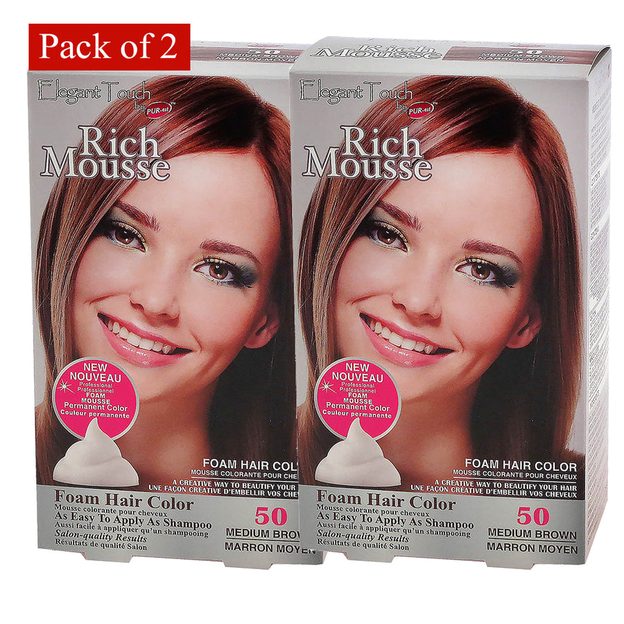 Foam Hair Color Rich Mousse Medium Brown 50Elegant Touch By Purest (Pack Of 2) Image 1