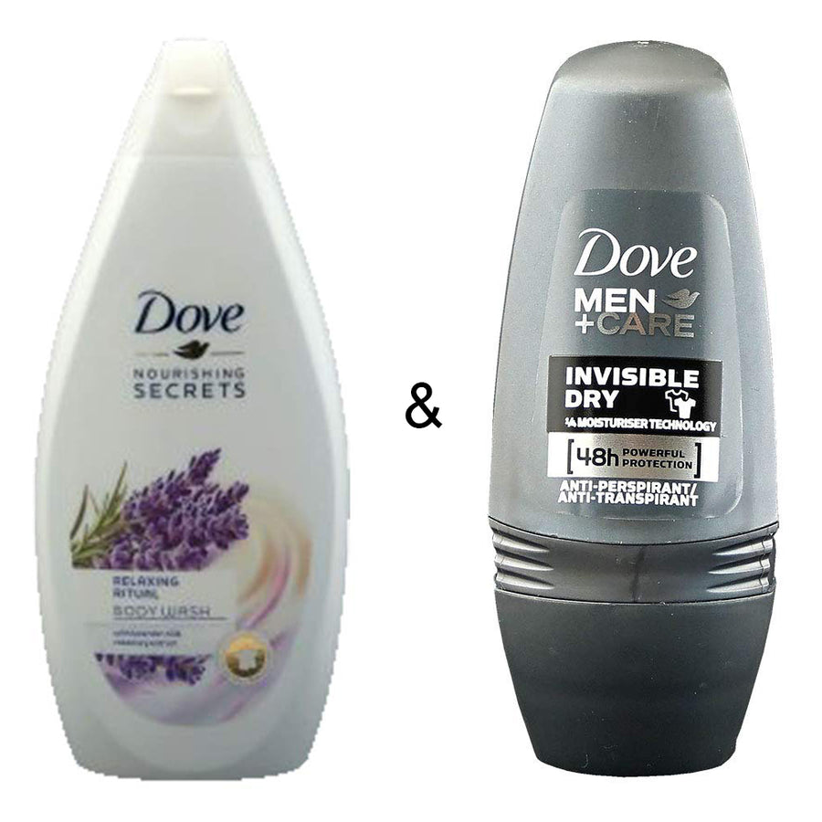 Body Wash Relaxing Ritual 500 by Dove and Roll-on Stick Invisible Dry 50 ml by Dove Image 1