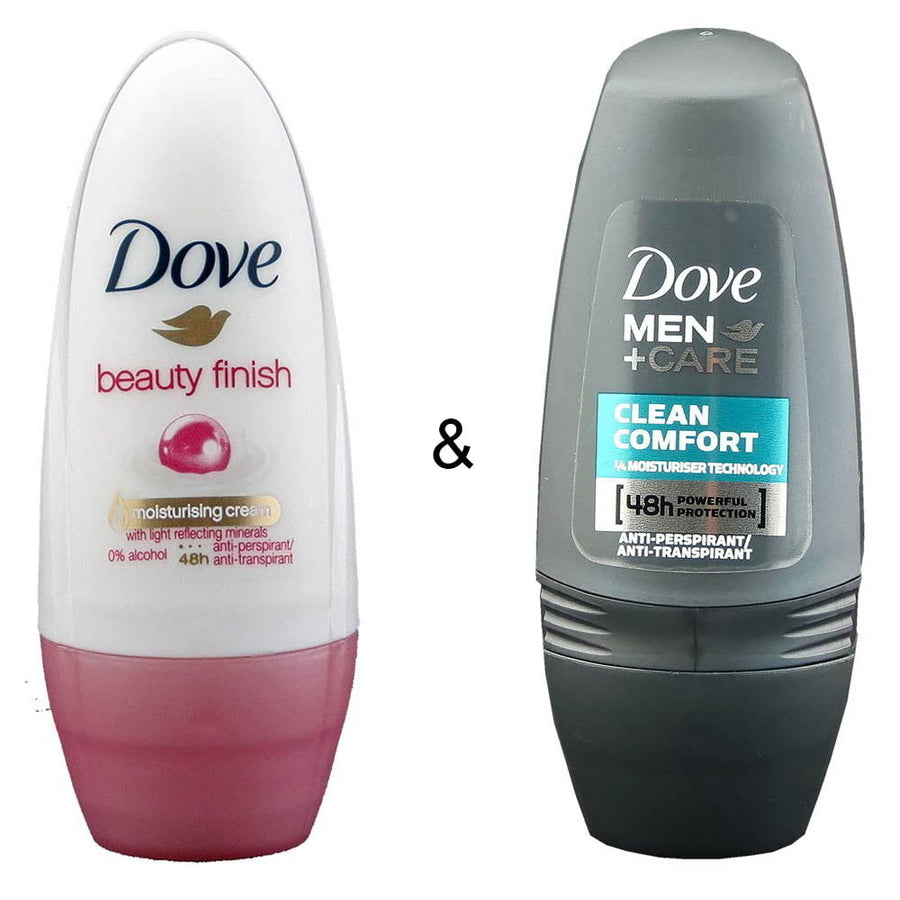Roll-on Stick Beauty Finish 50ml by Dove and Roll-on Stick Clean Comfort 50ml by Dove Image 1