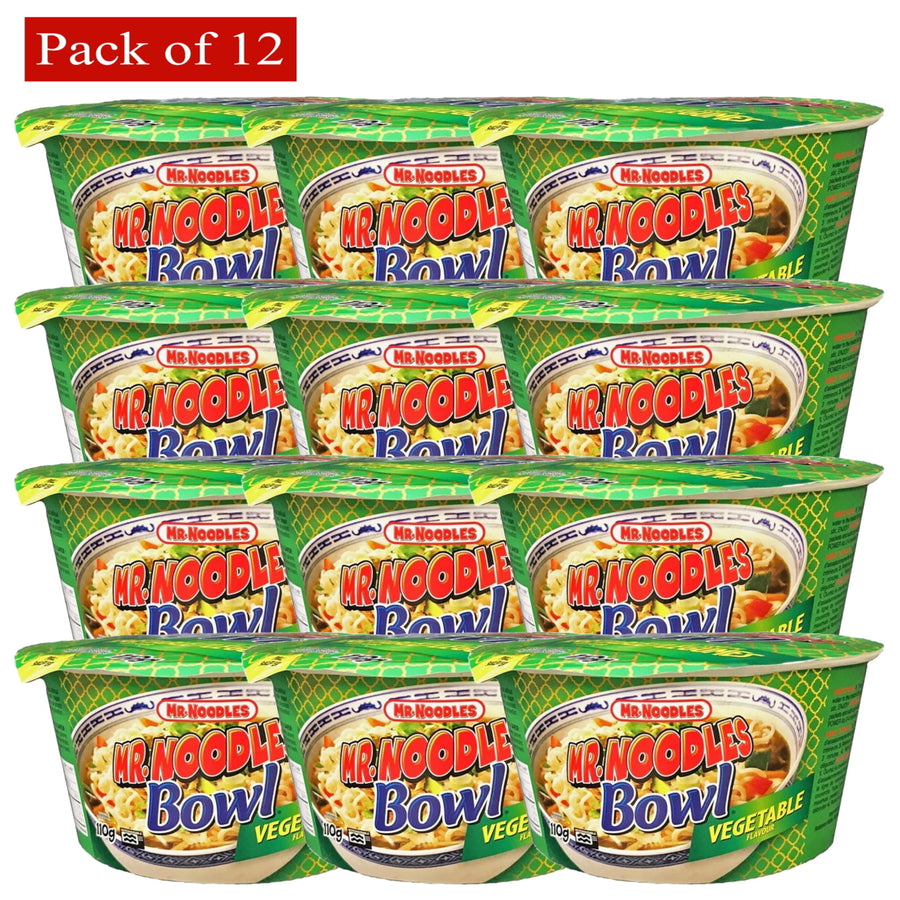 Mr. Noodle Bowl Vegetable Flavour 110g - Pack of 12 Image 1