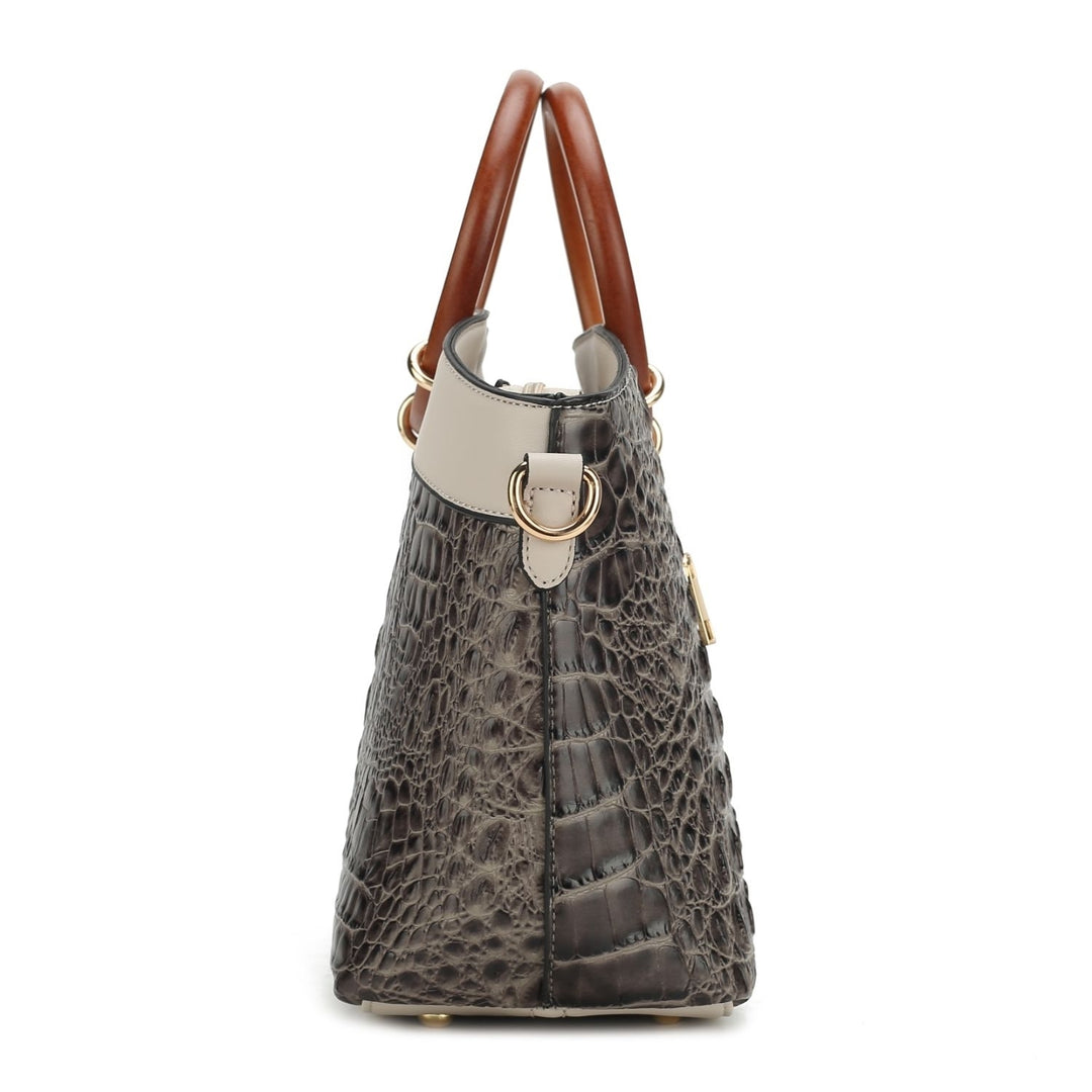 Phoebe Faux Crocodile-Embossed Vegan Leather Womens Tote with Wristlet Wallet Bag - 2 pieces by Mia K Image 4
