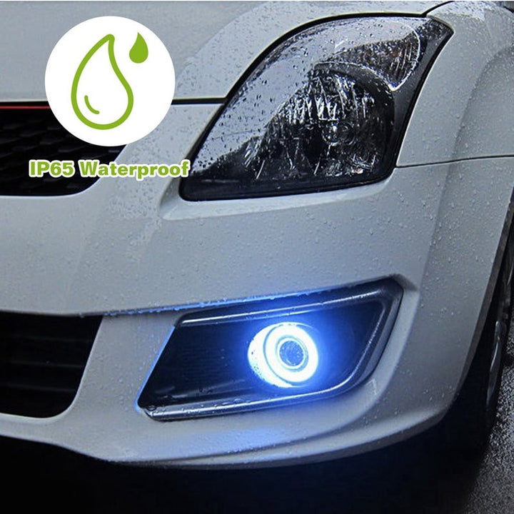 2 Pcs 2.5"Auto COB LED Fog Light 1200LM 6000k White IP65 Waterproof Halo Angel Eye Circle Bulb Lamp Driving DRL 12V Image 4