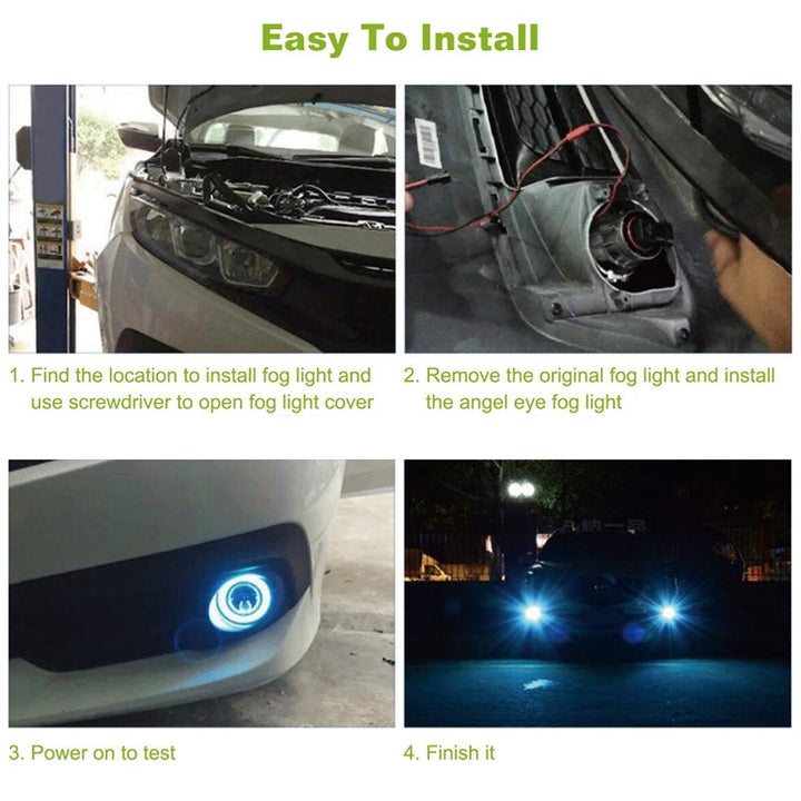 2 Pcs 2.5"Auto COB LED Fog Light 1200LM 6000k White IP65 Waterproof Halo Angel Eye Circle Bulb Lamp Driving DRL 12V Image 7