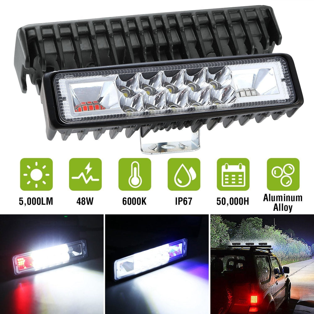 6" LED Light Bar 48W 5000lm Offroad Driving Spot Lights Work Light Pods Image 2