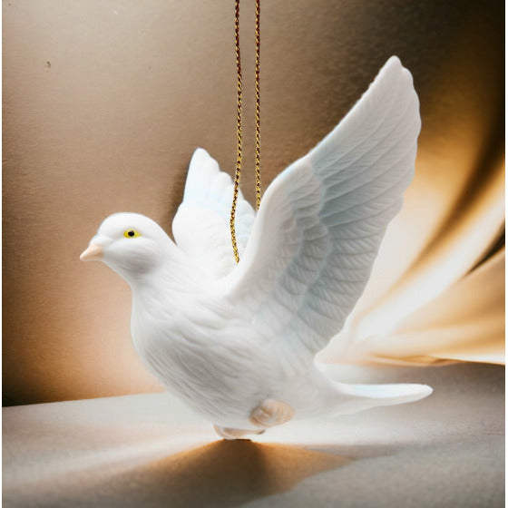 Hand Crafted White Peace Dove OrnamentHome DcorChristmas tree Dcor, Image 1