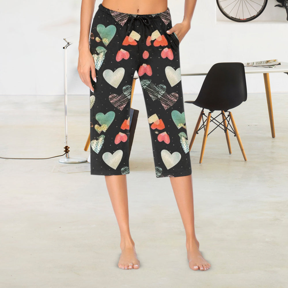 5-Pack Womens Capri Pajama Pants Soft Comfy Printed Summer Sleepwear Ladies PJ Bottom With Drawstring Image 2