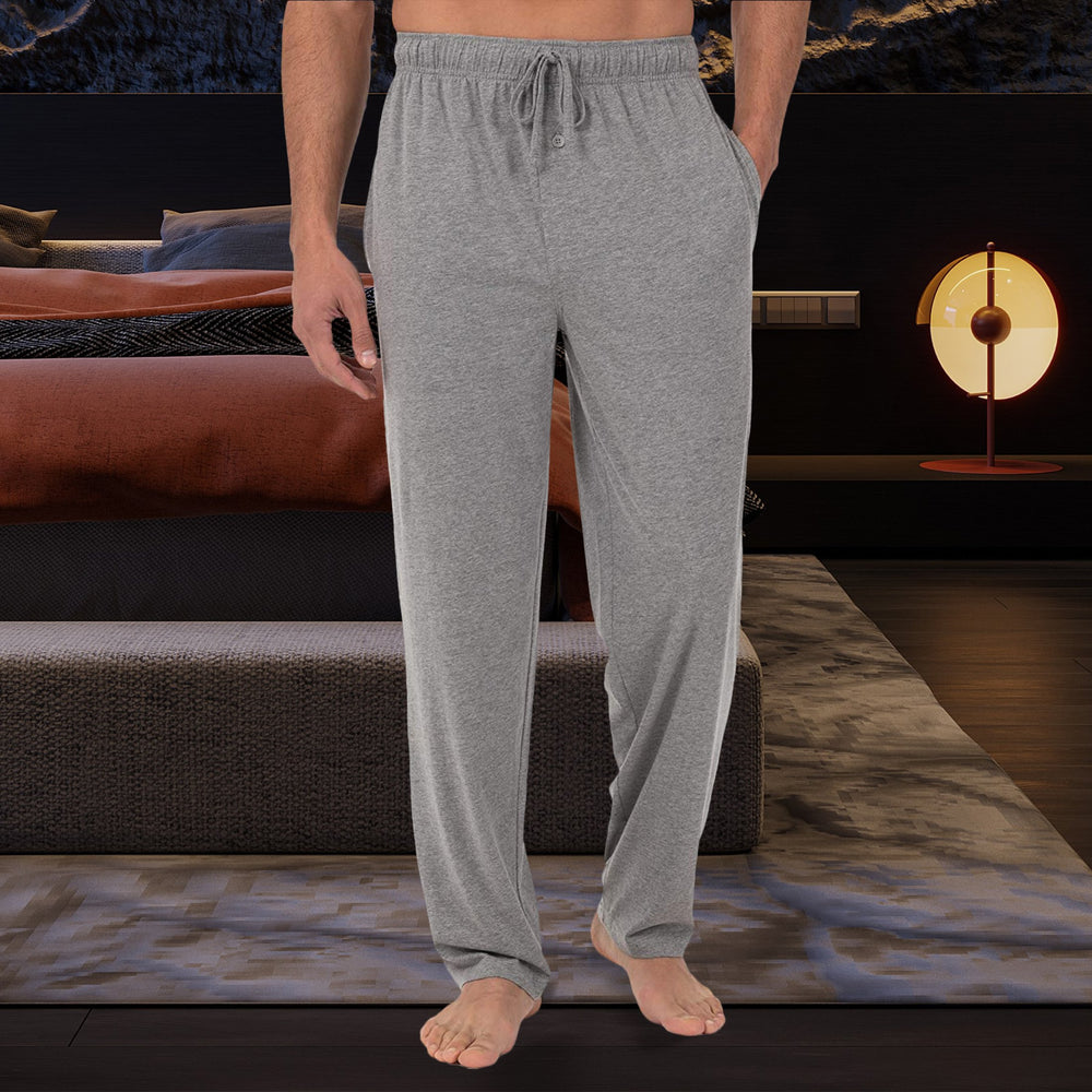 3-Pack Mens Solid Sleep Pajama Pants with Drawstring Jersey Knit Soft Straight-Fit Lounge Trousers Image 2