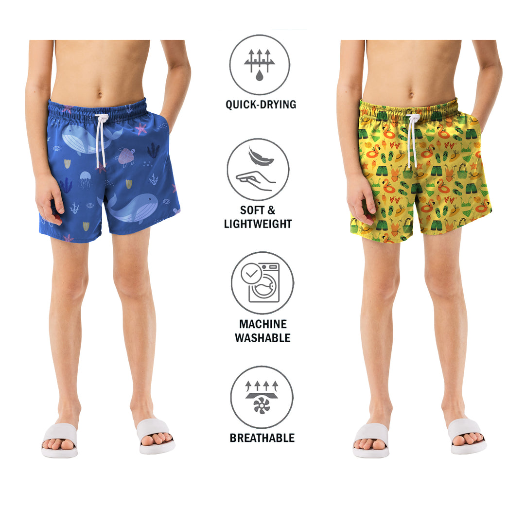 4-Pack Boys Beach Summer Swim Trunk Shorts Printed Bathing Quick Dry UPF 50+ Comfy Swimsuit Image 3